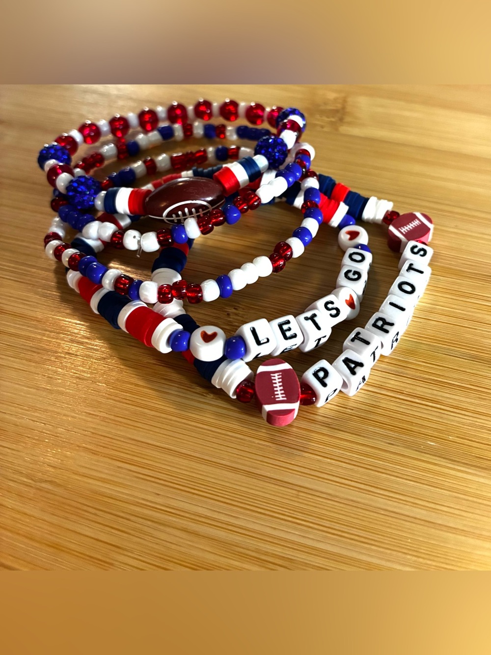 Lets Go Patriots Beaded Bracelet Set - Red, White & Blue